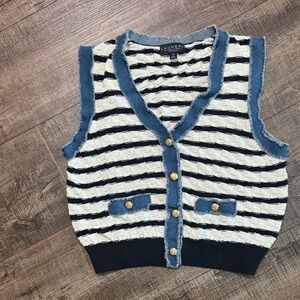 Laundry by Shelli Segal Fointelle Denim Trim Vest.